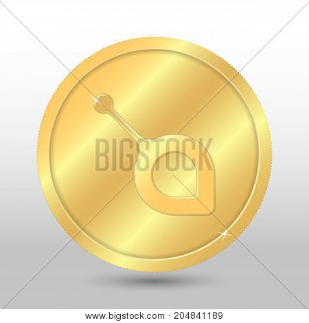 Gold vector siacoin coin on a gray background. Virtual currency
