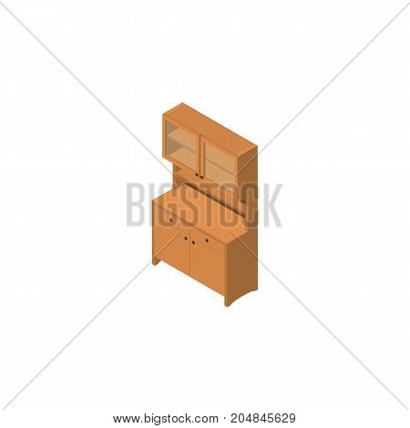 Cupboard Vector Element Can Be Used For Cupboard, Closet, Wardrobe Design Concept.  Isolated Wardrobe Isometric.