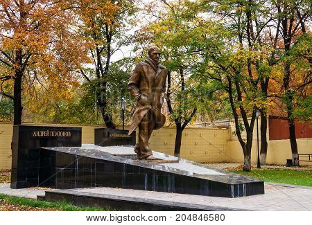 Voronezh Russia - October 16 2011: Monument to the Russian writer Andrei Platonov in Voronezh