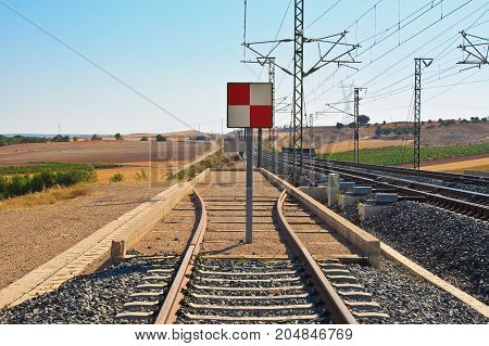 Train rail way in middle of spain