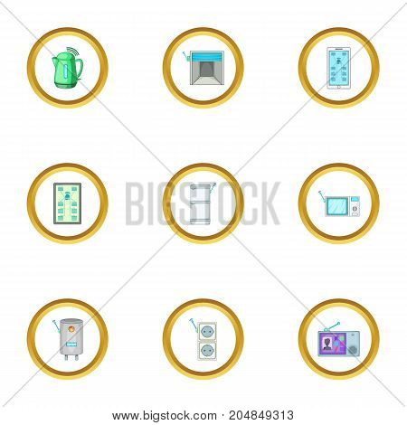 Smart home automation icons set. Cartoon style set of 9 smart home automation vector icons for web design