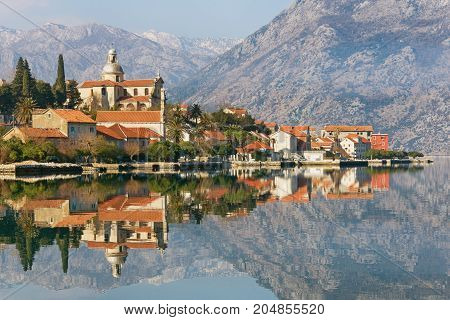 Bay of Kotor and Prcanj town. Montenegro