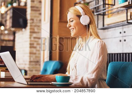 Working And Enjoying Coffee