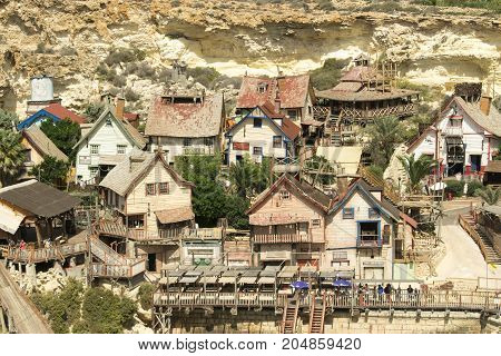 Papay village on Malta, old wooden houses