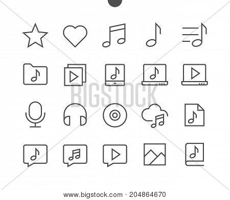 Audio Video Pixel Perfect Well-crafted Vector Thin Line Icons 48x48 Ready for 24x24 Grid for Web Graphics and Apps with Editable Stroke. Simple Minimal Pictogram Part 3