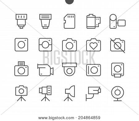 Camera UI Pixel Perfect Well-crafted Vector Thin Line Icons 48x48 Ready for 24x24 Grid for Web Graphics and Apps with Editable Stroke. Simple Minimal Pictogram Part 1-1