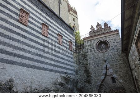 GRIZZANA MORANDI ITALY - SEPTEMBER 15 2017: View of Rocchetta Mattei castle. It was the house of Conte Cesare Mattei and it was built in the XIX century.