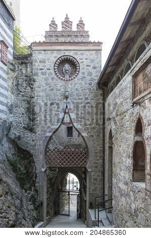 GRIZZANA MORANDI ITALY - SEPTEMBER 15 2017: View of Rocchetta Mattei castle. It was the house of Conte Cesare Mattei and it was built in the XIX century.