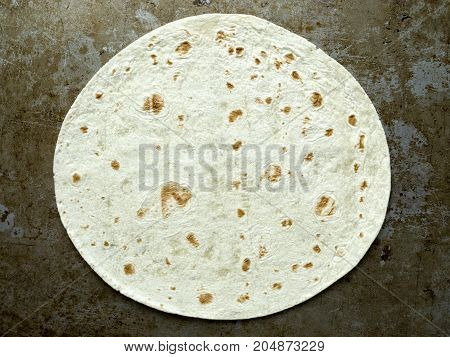 close up of rustic soft taco shell