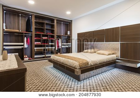Superb interior of modern beddrom in luxury apartment