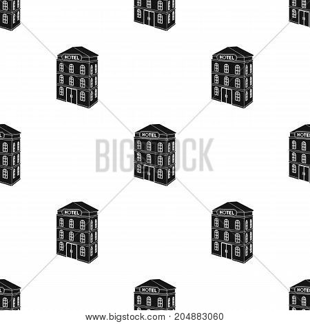 Three-storey hotel. Architectural building of the hotel single icon in black style vector symbol stock illustration .