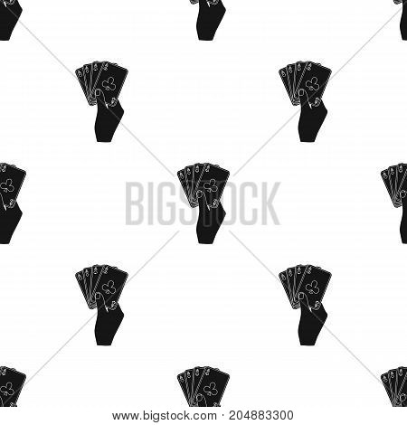 Combination of cards in hand. Playing cards single icon in black style vector symbol stock illustration .