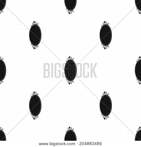 An elegant, oval-shaped mirror. Interior single icon in black style Isometric vector symbol stock illustration .