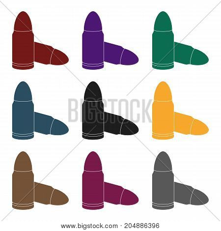 Combat bullets and cartridges of criminals. Outfit for robbery.Prison single icon in black style vector symbol stock web illustration.