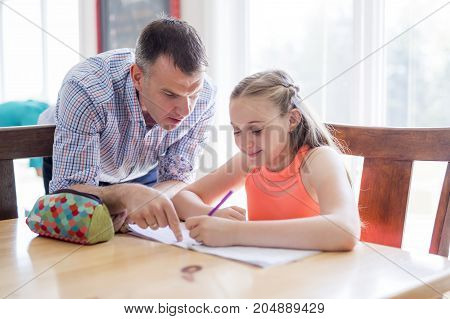 A Male Home Tutor Helping Teenage Girl With Studies