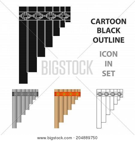Mexican pan flute icon in cartoon style isolated on white background. Mexico country symbol vector illustration.