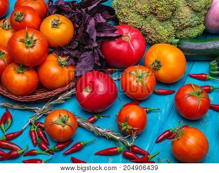 Fresh vegetables. Colorful vegetables background. Healthy vegetable . Assortment of fresh vegetables close up.Healthy food .