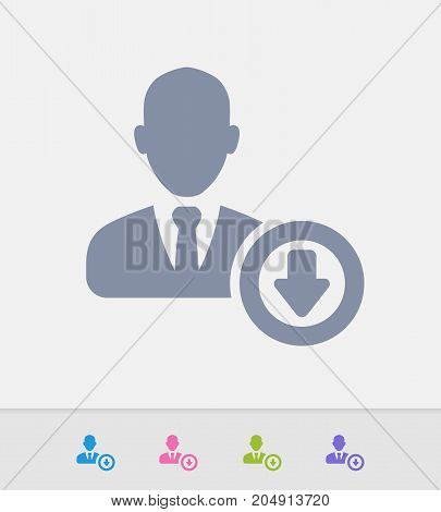 Business Avatar & Down Arrow - Granite Icons. A professional, pixel-perfect icon designed on a 32 x 32 pixel grid and redesigned on a 16 x 16 pixel grid for very small sizes.