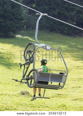 Ski Lift Chair In The Alps - Unrecognisable Man In It