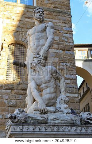 Hercules and Cacus Statue by Bandinelli at Piazza della Signoria in Florence, Italy
