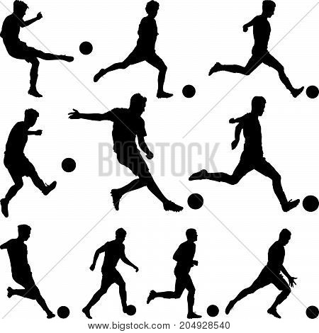 group of ten soccer players with a ball