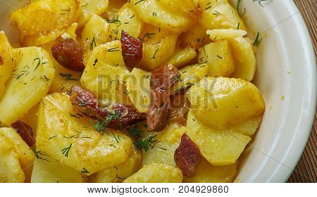 Bratkartoffeln - German Style Fried Potatoes , close up
