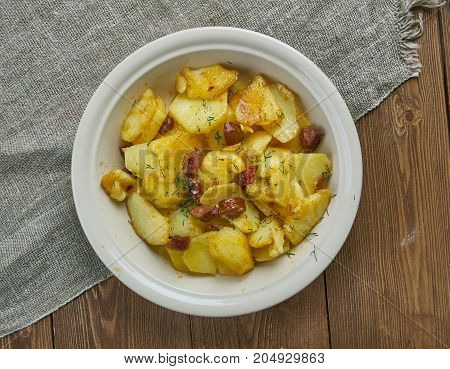 Bratkartoffeln - German Style Fried Potatoes  close up