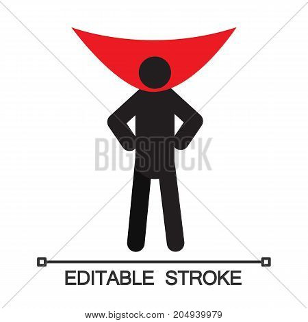 Superman silhouette. Hero. Man in red cape. Overman. Isolated vector illustration