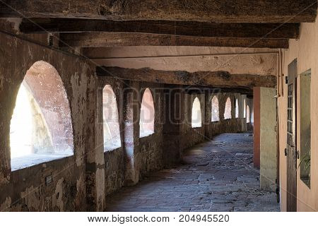 Brisighella (Ravenna Emilia Romagna Italy): the famous covered street known as via degli Asini or via del Borgo