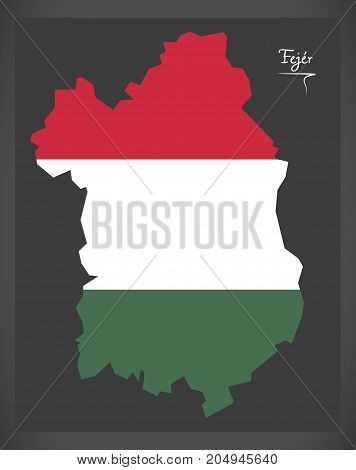 Fejer Map Of Hungary With Hungarian National Flag Illustration
