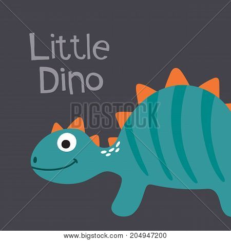 Cute cartoon dino vector illustration. Little dino