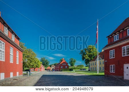 Copenhagen Denmark - september 3 2017: Kastellet (the citadel) is one of the best preserved star fortresses in Northern Europe. A number of buildings are located within the grounds of Kastellet.