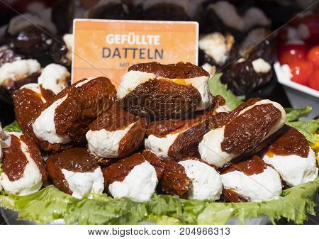 23 AUGUST 2017, VIENNA, AUSTRIA:The oldest in Vienna is the Naschmarkt Market with products of alcoholic fruits and vegetables.