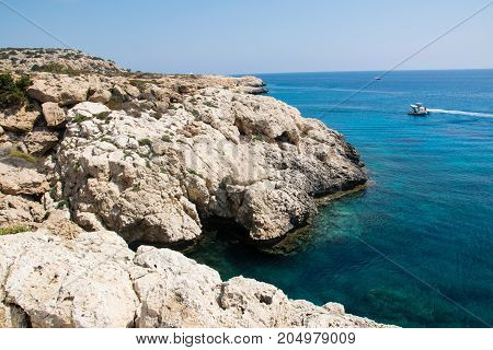 the blue lagoon at the natural park Cape Greko, Cyprus