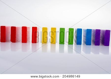 Coorful Domino Blocks On White Background