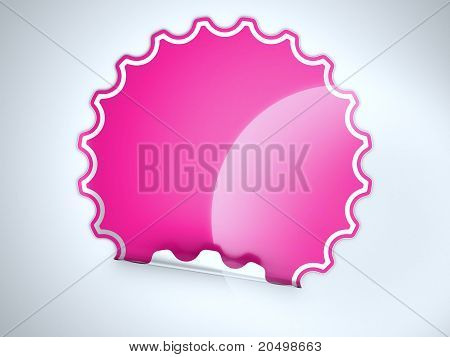 Magenta tondo piegato adesivo o etichetta