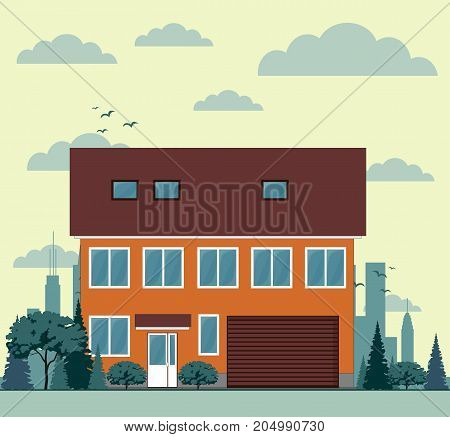Residential Townhouses Architecture Icons vector. Traditional Housing design