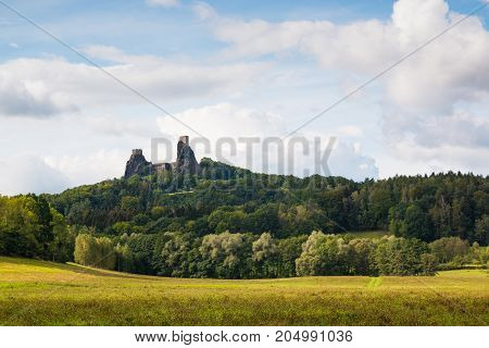 The ruins of medieval Castle Trosky in Czech Republic