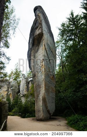 Unique rocks mountain Adrspasske skaly in national park Adrspach in Czech republic