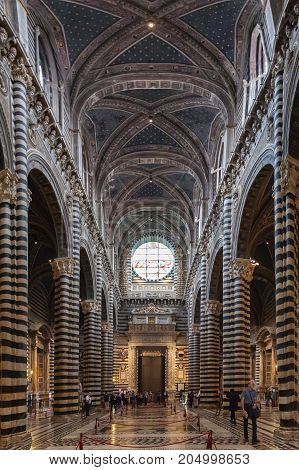 Siena Italy - April 04 2017: Interior o Siena Cathedral (Duomo di Siena) medieval church