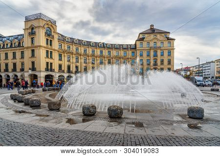 Munich, Germany - October 31, 2018: Karlsplatz Or Stachus Square In Central Munich. Germany