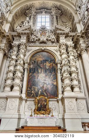Munich, Germany - October 31, 2018: Interior Of Theatine Church Of St. Cajetan Or Theatinerkirche In
