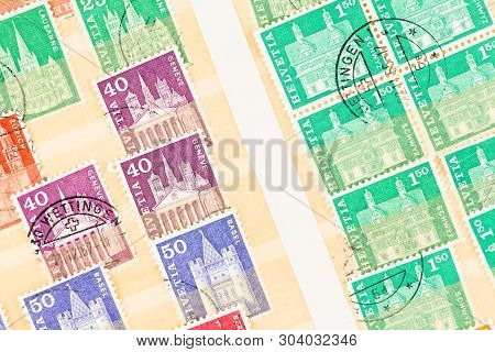 Seattle - May 29, 2019:  Duplicate Used Stamps From The Postal History And Monuments Series Of Switz