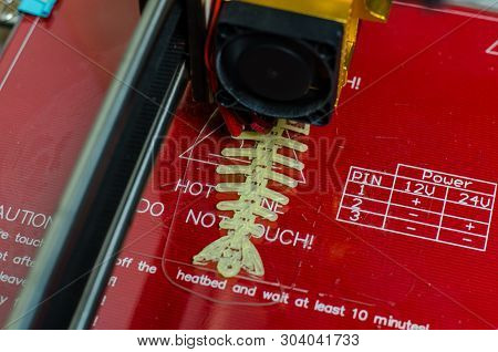 Modern 3d Printer Printing Figure Close-up Macro