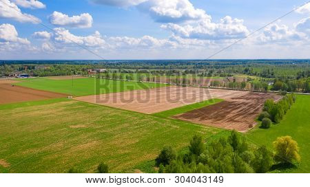 Top View On Flat Geometric Areas Of An Agricultural Field
