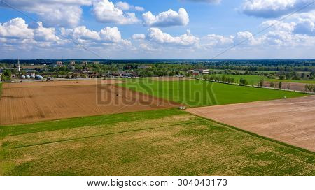 Top View On Flat Geometric Areas Of An Agricultural Field
