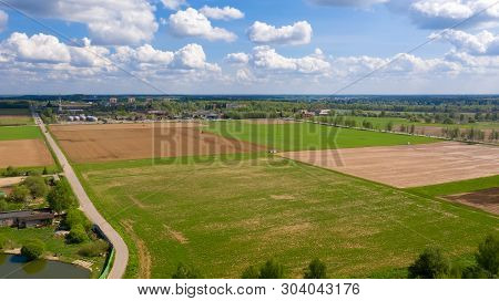 Top View On Flat Geometric Areas Of An Agricultural Field