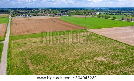 Top View On Flat Geometric Areas Of An Agricultural Field