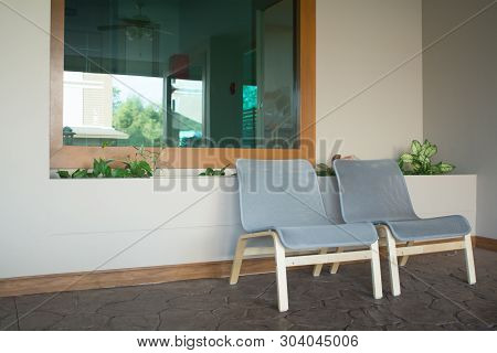 Neutral Interior Mockup With Two Wicker Chairs
