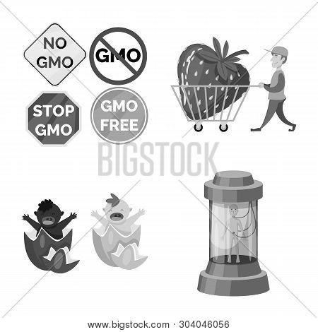 Isolated Object Of Transgenic And Organic Logo. Collection Of Transgenic And Synthetic Stock Symbol 